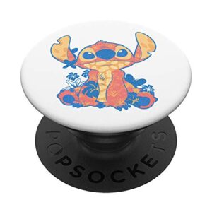 disney lilo & stitch in hawaiian floral print popsockets popgrip: swappable grip for phones & tablets