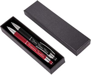 express pencils™ - personalized pens gift set - 2 pack of metal pens w/gift box - luxury ballpoint pen custom engraved with name, logo or message for executive, business or personal use (black-red)