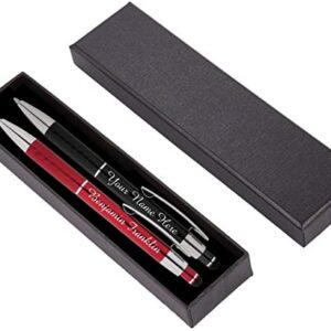 Express Pencils™ - Personalized Pens Gift Set - 2 Pack of Metal Pens w/gift box - Luxury Ballpoint Pen Custom Engraved with Name, Logo or Message for Executive, Business or Personal use (Black-Red)