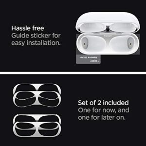 Spigen Shine Shield Designed for Airpods Pro 2nd Generation (2022) and Airpods Pro (2019) Anti Dust Sticker [2 Sets] - Metallic Silver