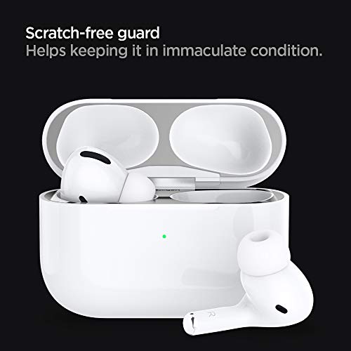 Spigen Shine Shield Designed for Airpods Pro 2nd Generation (2022) and Airpods Pro (2019) Anti Dust Sticker [2 Sets] - Metallic Silver