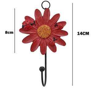 Acxico 1Pcs Creative Resin Sunflower Daisy Flower Wall Hook Keys Coat Hat Towel Holder Hanger Beautiful Home Decoration