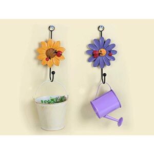 Acxico 1Pcs Creative Resin Sunflower Daisy Flower Wall Hook Keys Coat Hat Towel Holder Hanger Beautiful Home Decoration