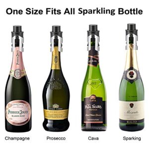 HYZ Champagne Stoppers Wine Saver 2-Pack, Wine Vaccum Stoppers with Built-in Pump for Champagne, Prosecco and Cava - Sparkling Wine Stopper Black - Stainless Steel + ABS Champagne Bottle Stoppers