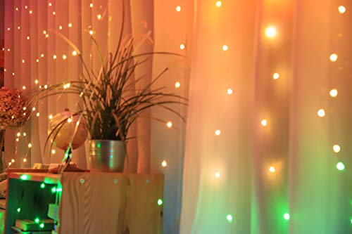 A-POWER 300 LED Curtain Lights USB Window Fairy Lights Decoration Remote Controlled LED String Lights (Rainbow)