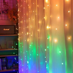 A-POWER 300 LED Curtain Lights USB Window Fairy Lights Decoration Remote Controlled LED String Lights (Rainbow)