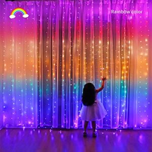 A-POWER 300 LED Curtain Lights USB Window Fairy Lights Decoration Remote Controlled LED String Lights (Rainbow)