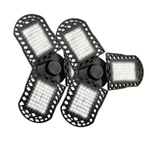 2 Pack LED Garage Lights, 60W Deformable LED Garage Ceiling Lights with 3 Adjustable Wings, 6000LM, E26 LED Shop Light for Warehouse, Workshop, Basement (No Motion Detection) (2 Pack, 60W)