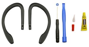 for powerbeats 3 ear hook loop clip silicone replacement repair parts left and right fit dre power beats 3 wireless headset headphone + tool + glue (black)