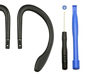 for PowerBeats 3 Ear Hook Loop Clip Silicone Replacement Repair Parts Left and Right Fit Dre Power Beats 3 Wireless Headset Headphone + Tool + Glue (Black)