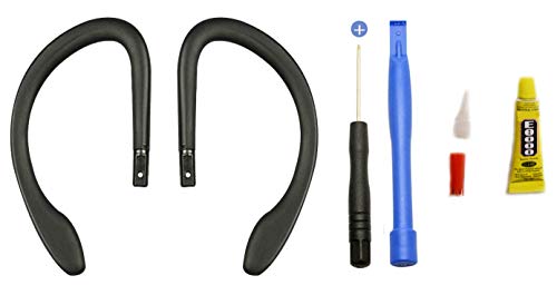 for PowerBeats 3 Ear Hook Loop Clip Silicone Replacement Repair Parts Left and Right Fit Dre Power Beats 3 Wireless Headset Headphone + Tool + Glue (Black)