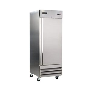 peak cold single door refrigerator; commercial reach in stainless steel, white interior; 23 cubic ft, 29" wide