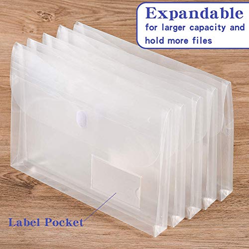 Sooez Expandable Clear Poly Binder Pocket, 10 Pack, Side Loading,Letter Size, Pocket Folders Poly Envelopes Clear Document Folders for 3 Ring Binder with Label Pocket for School Home Office