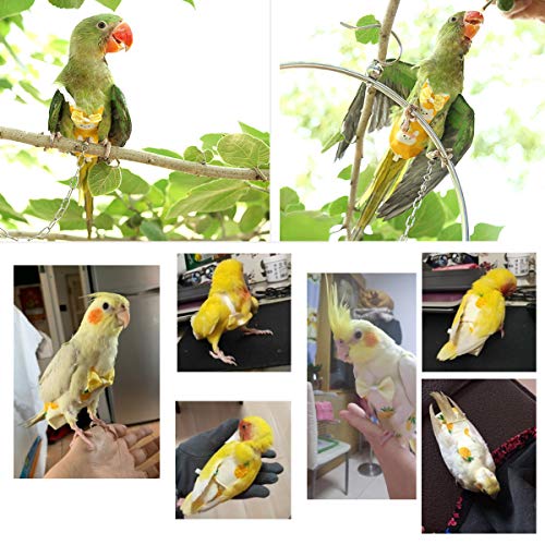 Bonaweite Bird Diaper Flight Suite Liners, Protective Parrot Nappy with Waterproof Inner Layer, Cute Urine Wet Suit for Macaw African Budgies Parakeet Agapornis Fischeri Cockatiel