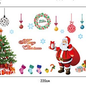 YULOONG Christmas Windows Static Stickers Clings Removable Vinyl Santa Claus Christmas Tree Snowman Snowflake Deer DIY Wall Window Door Mural Showcase Decal Sticker