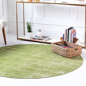 rugs.com valencia collection round rug – 5 ft round green low rug perfect for kitchens, dining rooms