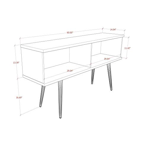 Manhattan Comfort Theodore Modern 2 Shelves Entryway and Dining Sideboard Cabinet, 62.99", Off White and Cinnamon