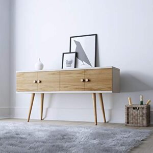 Manhattan Comfort Theodore Modern 2 Shelves Entryway and Dining Sideboard Cabinet, 62.99", Off White and Cinnamon