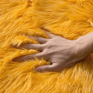 MIULEE Luxury Super Soft Fluffy Area Rug Faux Fur Rectangle Rug Decorative Plush Shaggy Carpet for Bedside Sofa Floor Nursery Fall Decor 2 x 3 Feet, Mustard Yellow