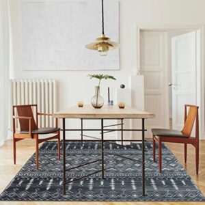 ReaLife Machine Washable Rug - Stain Resistant, Non-Shed - Eco-Friendly, Non-Slip, Family & Pet Friendly - Made from Premium Recycled Fibers - Moroccan - Dark Blue Gray, 3' x 5'