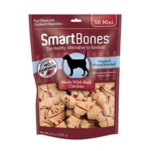 smartbones mini bones with real chicken 56 count, rawhide-free chews for dogs, sbc-00458