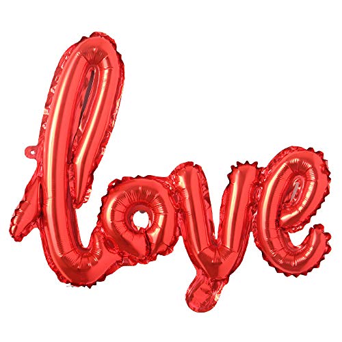 Foil Aluminum Helium Balloon Anniversary Wedding Valentines Day Propose Happy Wedding Marriage Decoration Letter Love Balloon (Medium Love Red)