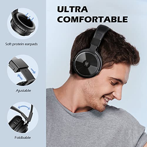 OneOdio A11 Wireless Headphones Over Ear, Bluetooth 5.2 Headset w/ CVC8.0 Mic, Hi-Fi Audio & Deep Bass, Comfortable Memory Foam Ear Cups, Wired & Wireless 2-in-1 for Travel Home Office