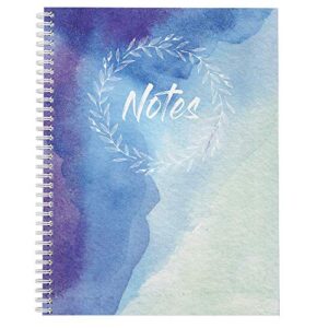 softcover watercolor notes 8.5" x 11" spiral notebook/journal, 120 college ruled pages, durable gloss laminated cover, white wire-o spiral. made in the usa