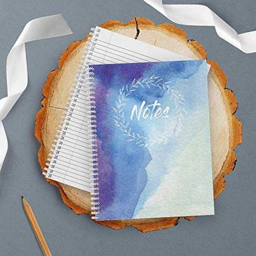 Softcover Watercolor Notes 8.5" x 11" Spiral Notebook/Journal, 120 College Ruled Pages, Durable Gloss Laminated Cover, White Wire-o Spiral. Made in the USA