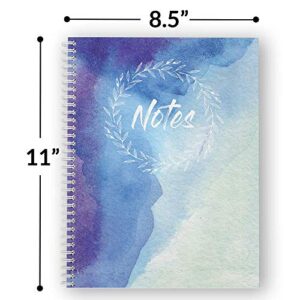 Softcover Watercolor Notes 8.5" x 11" Spiral Notebook/Journal, 120 College Ruled Pages, Durable Gloss Laminated Cover, White Wire-o Spiral. Made in the USA