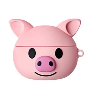 sgvahy airpods pro case, fashion cute 3d pig soft silicone case with keychain cool fun skin shockproof protective charging case for apple airpods pro (pig pink)