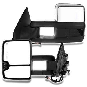 ineedup tow mirrors fit for 2014-2019 for chevy for gmc 1500 2015-2019 for chevy for gmc 2500/3500 hd towing mirrors power control heated turn signal width light left right side a pair chrome