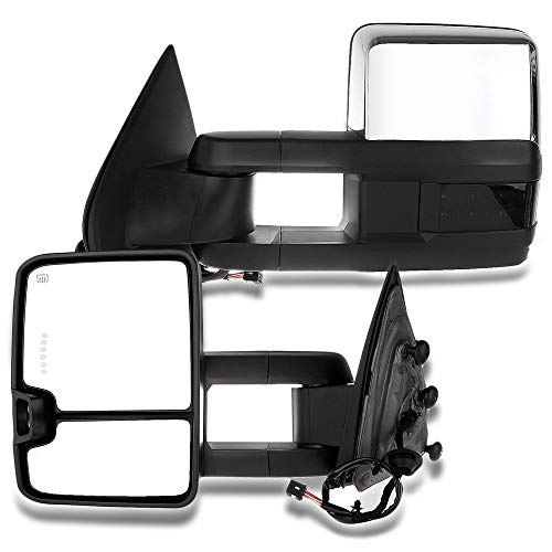 INEEDUP Tow Mirrors Fit for 2014-2019 for Chevy for GMC 1500 2015-2019 for Chevy for GMC 2500/3500 HD Towing Mirrors Power Control Heated Turn Signal Width Light Left Right Side A Pair Chrome