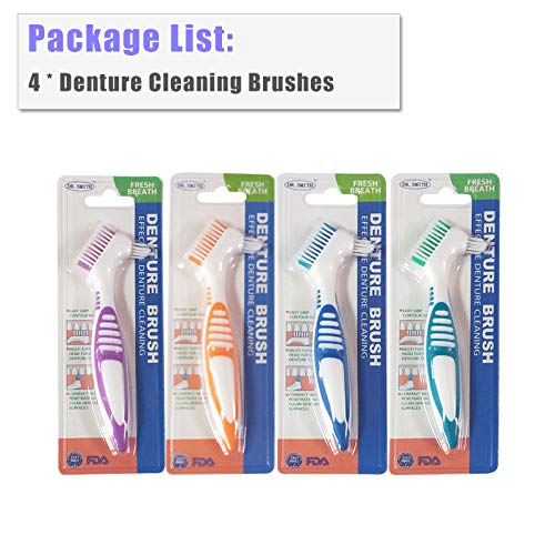 4 Pcs Denture Brushes with Double Sided Denture Cleaning Brush Heads for Denture Care (4Pcs)