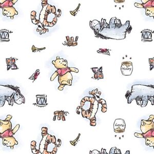 winnie the pooh disney licensed pooh and friends toss on white design by springs creative 43" wide 100% cotton fabric sc-68676 sold by yard