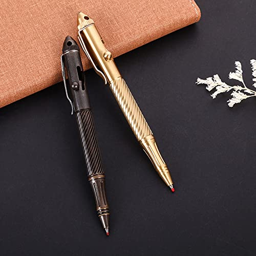 SMOOTHERPRO Solid Brass Bolt Action Pen with Tungsten Part Heavy Duty for Gift Business Office EDC Pocket Color Retro Black (BTA972)