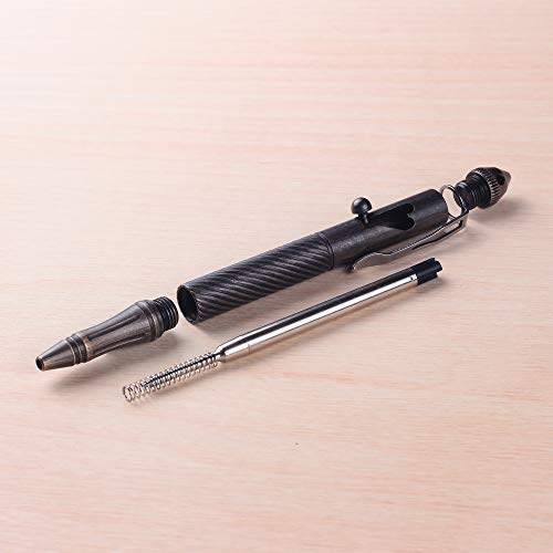 SMOOTHERPRO Solid Brass Bolt Action Pen with Tungsten Part Heavy Duty for Gift Business Office EDC Pocket Color Retro Black (BTA972)