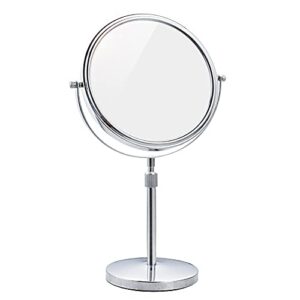 nicesail tabletop makeup mirror 8 inch double-sided with 7x magnification, freestanding mirror with pedestal for shaving, height adjustable chrome finish (8 inch, 7x)