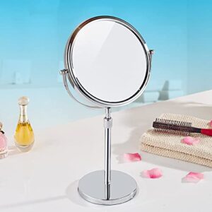 Nicesail Tabletop Makeup Mirror 8 Inch Double-Sided with 7X Magnification, Freestanding Mirror with Pedestal for Shaving, Height Adjustable Chrome Finish (8 Inch, 7X)