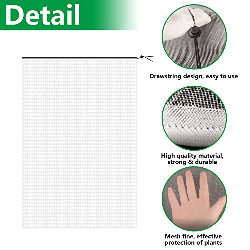 Alpurple 2PCS Insect Bird Barrier Netting Mesh with Drawstring-3.2 x 4.9 ft Garden Bug Netting Plant Cover-Fruit Tree Net for Protect Plant Fruits Citrus Flower from Insect Bird Eating