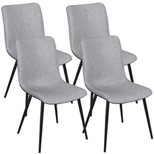 topeakmart set of 4 dining room chairs modern fabric cushion and back dining/diner chairs armless chairs for kitchen, dining room, living room, restaurant, gray