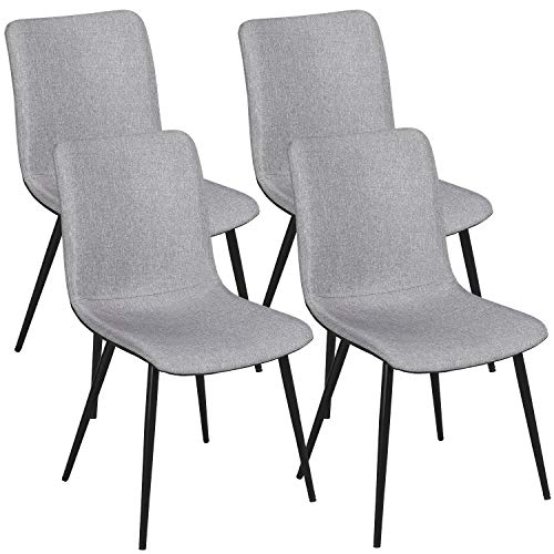 Topeakmart Set of 4 Dining Room Chairs Modern Fabric Cushion and Back Dining/Diner Chairs Armless Chairs for Kitchen, Dining Room, Living Room, Restaurant, Gray