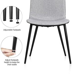 Topeakmart Set of 4 Dining Room Chairs Modern Fabric Cushion and Back Dining/Diner Chairs Armless Chairs for Kitchen, Dining Room, Living Room, Restaurant, Gray