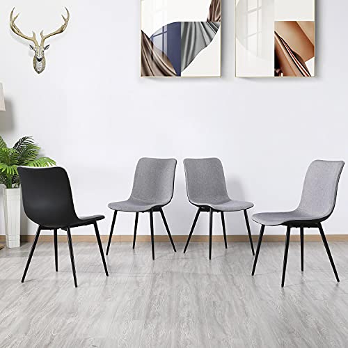 Topeakmart Set of 4 Dining Room Chairs Modern Fabric Cushion and Back Dining/Diner Chairs Armless Chairs for Kitchen, Dining Room, Living Room, Restaurant, Gray