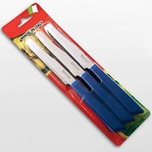 Tredoni 6 kitchen Knives - 4.3"/11cm Italian Stainless Steel Serrated Vegetable/Steak/Table Knife Cutlery, Rounded Tip (Blue)