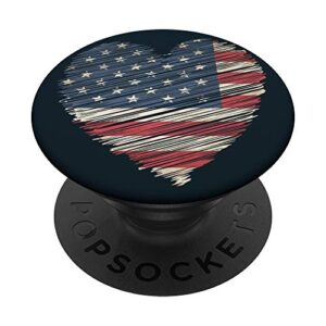 american flag heart stars and stripes for patriotic merica popsockets grip and stand for phones and tablets