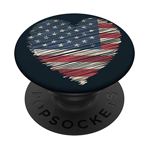 American Flag Heart Stars And Stripes For Patriotic Merica PopSockets Grip and Stand for Phones and Tablets