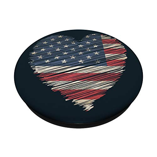 American Flag Heart Stars And Stripes For Patriotic Merica PopSockets Grip and Stand for Phones and Tablets