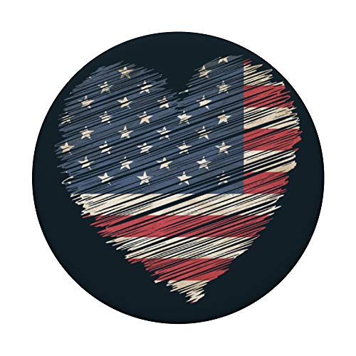 American Flag Heart Stars And Stripes For Patriotic Merica PopSockets Grip and Stand for Phones and Tablets