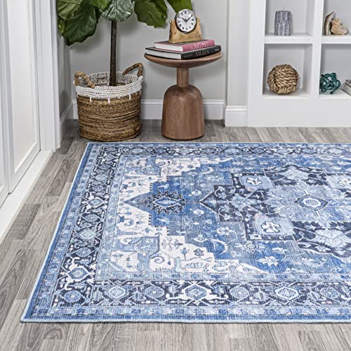 JONATHAN Y WSH109B-3 Maris Ornate Medallion Machine Washable Indoor Bohemian Transitional Area Rug,High Traffic,Kitchen,Living Room,Backyard,Non Shedding,3 X 5,Blue/Navy